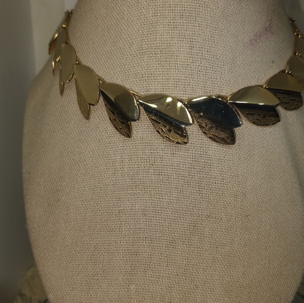 Goldtone Flower Petal Heart Necklace